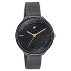 Fastrack Stunners Quartz Analog Black Dial Black Stainless Steel Strap Watch for Girls