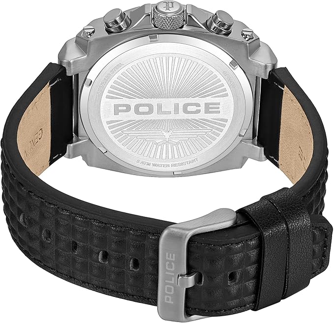 Police Norwood 42mm Men's Multifunction Grey Dial with Black Leather