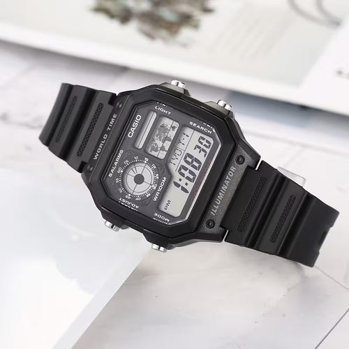 Casio Men's Digital Sport Watch - Black Resin Band - AE-1200WH-1AVDF
