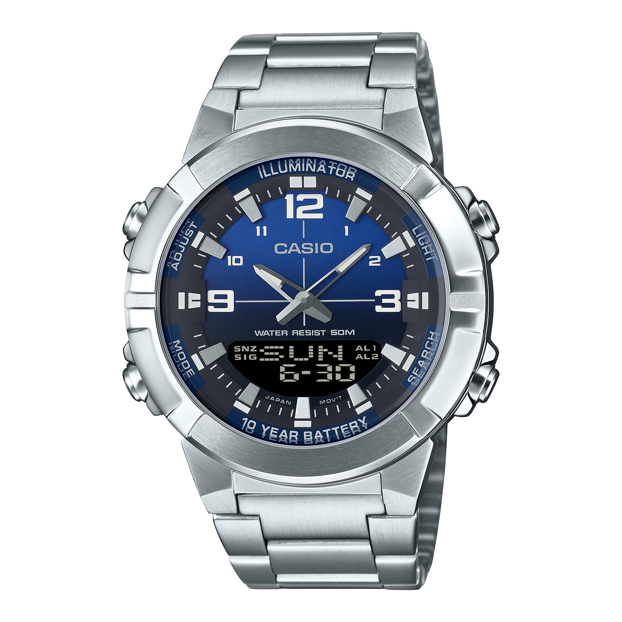 Casio AMW-870DA-2A1DF Analog-Digital Diver-Style Watch - Stainless Steel and Resin