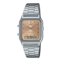 Casio AQ-230A-4AMQYDF Retro Dual-Display Watch - Slim Pink/Red Finish