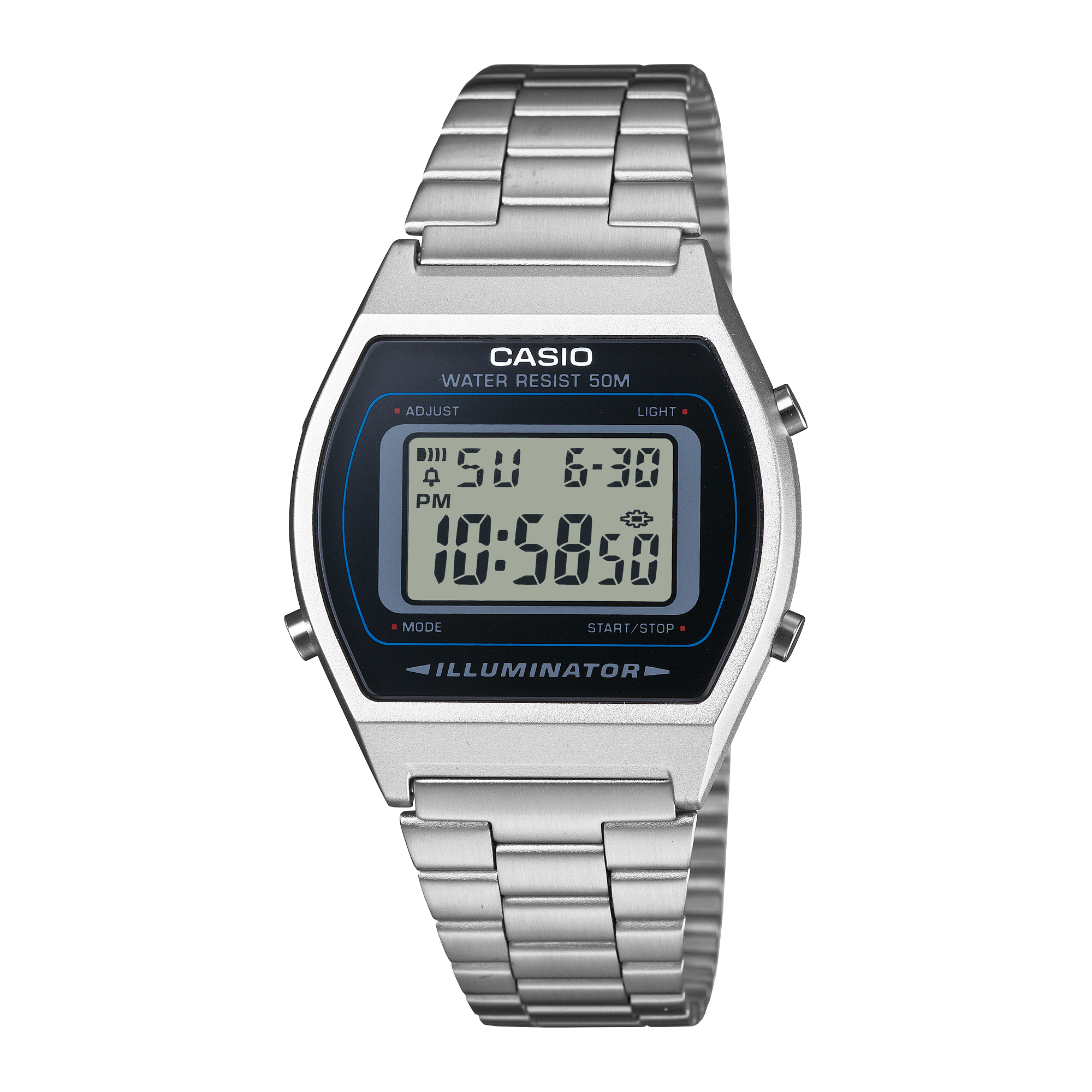 Casio B640WD-1AVDF Vintage Rectangular Digital Stainless Steel Watch