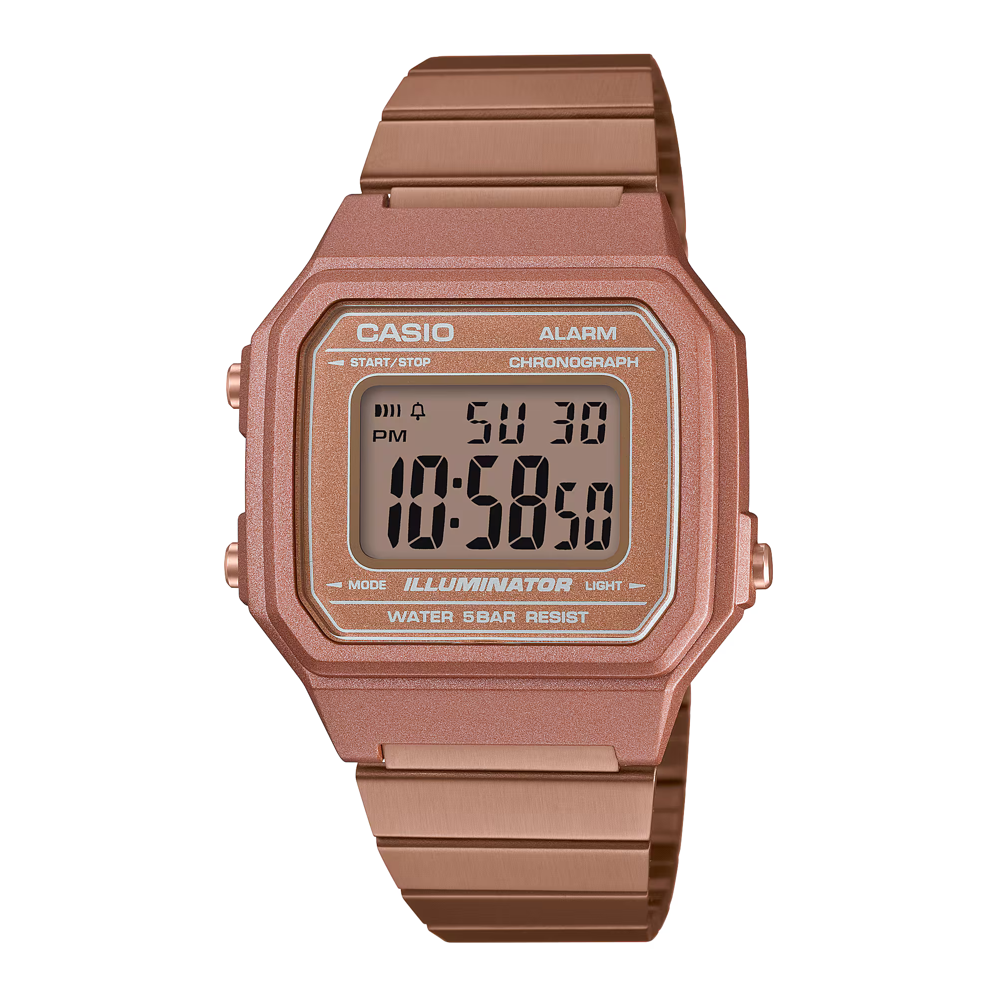 Casio B650WC-5ADF Vintage Digital Watch - Rectangular Stainless Steel Bracelet