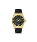 Police BATWING Men's Gold-Tone Stainless Steel Watch with Black Leather Strap
