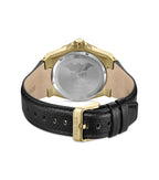 Police BATWING Men's Gold-Tone Stainless Steel Watch with Black Leather Strap