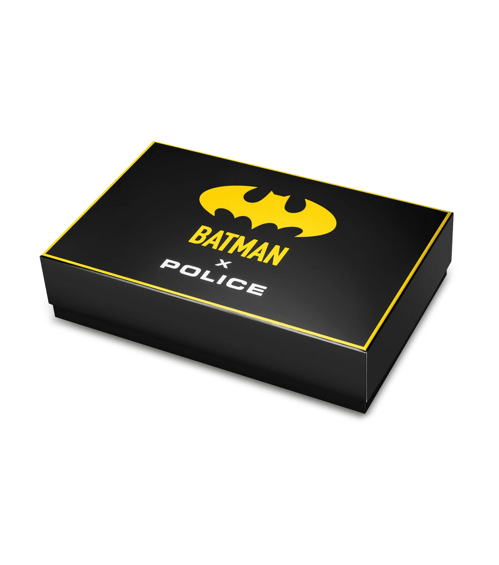 Police BATWING Men's Gold-Tone Stainless Steel Watch with Black Leather Strap