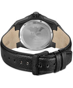 Batman x Police watch with black leather strap on a white background