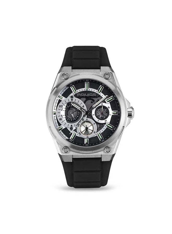 POLICE Chronograph Silicone Wrist Watch | Silver Steel Case