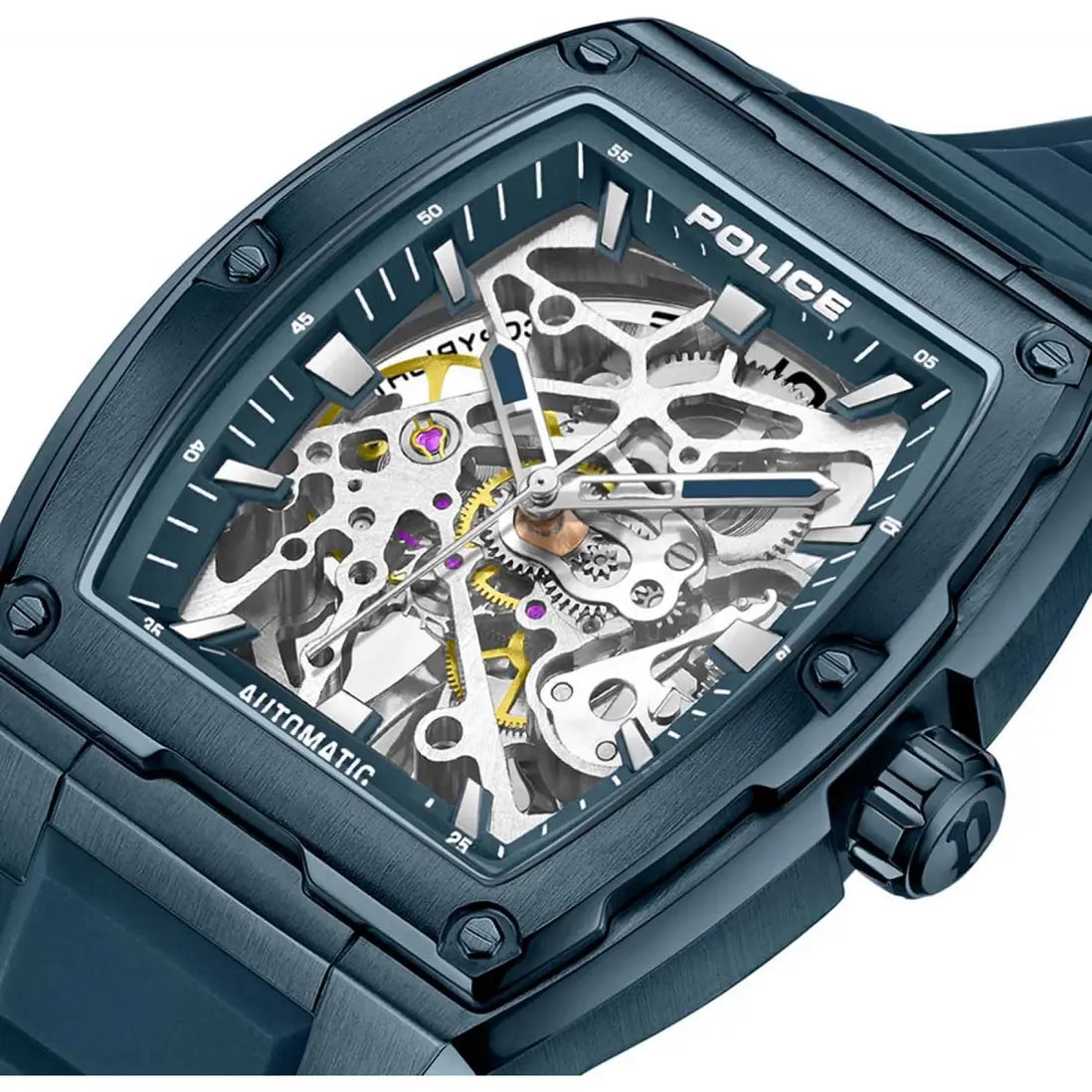 Police Skeletor Men's Blue Skeleton Dial Watch – PEWJR0005905