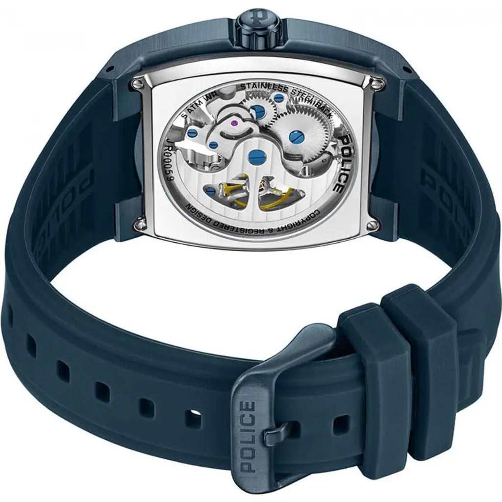 Police Skeletor Men's Blue Skeleton Dial Watch – PEWJR0005905