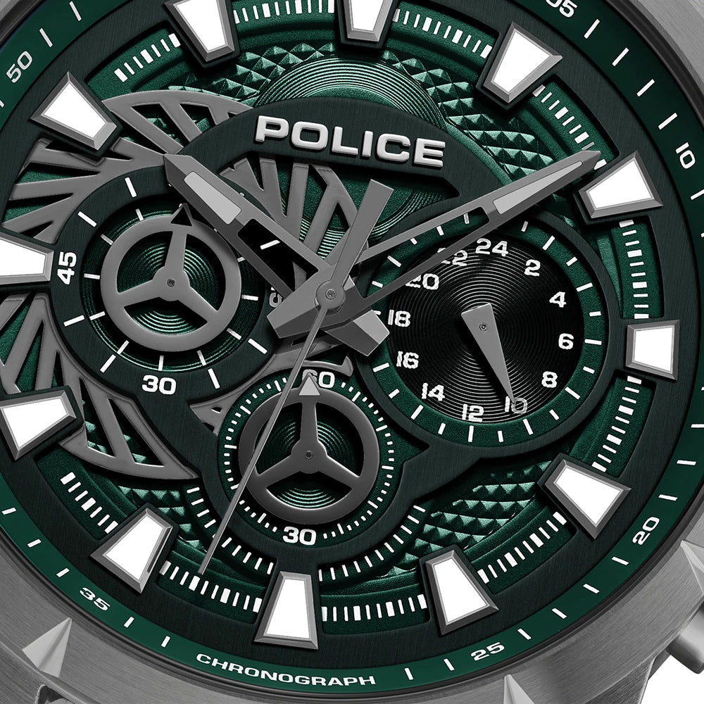 Police Neist Men's Green Dial Dual-Time Watch – PEWGQ0092703