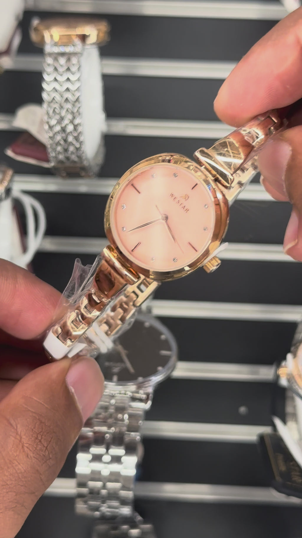 Westar Ornate Ladies MOP Pink Dial 28mm Quartz Watch