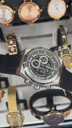 POLICE Chronograph Silicone Wrist Watch | Silver Steel Case