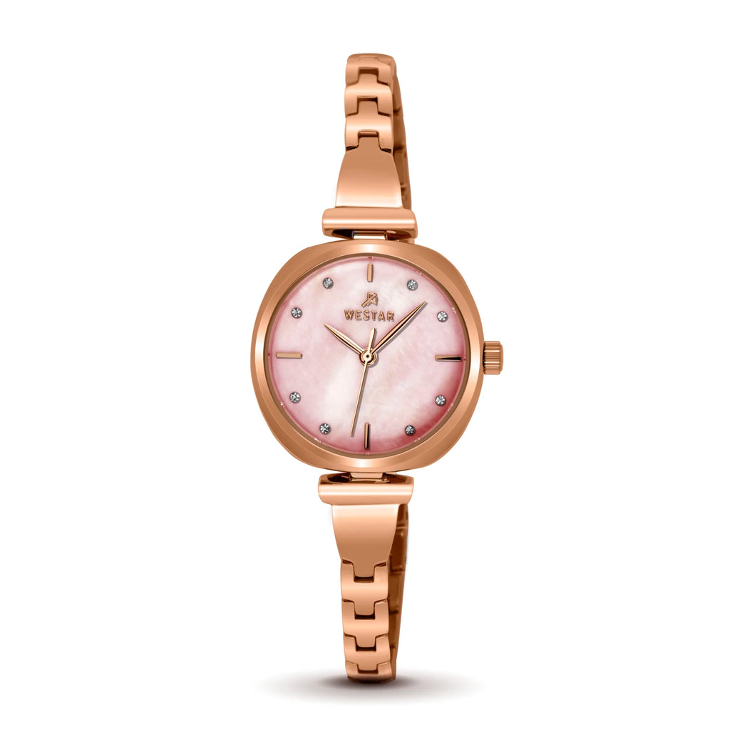 Westar Ornate Ladies MOP Pink Dial 28mm Quartz Watch